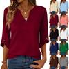Womens 3/4 Length Sleeve Tunic Tops Casual V Neck Shirts Business Work Blouses
