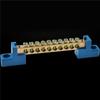 ABGR-Terminal Block Blue Terminal Bus Bar 10 Positions Screw Brass Terminal Grounding Strip Bus Bar Block Pack Of 20