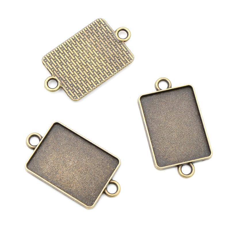 

10pcs 18x25mm Inner Size Rectangle Antique Silver Plated Bronze Classic Cameo Cabochon Base Setting Pendant necklace findings бронзовый