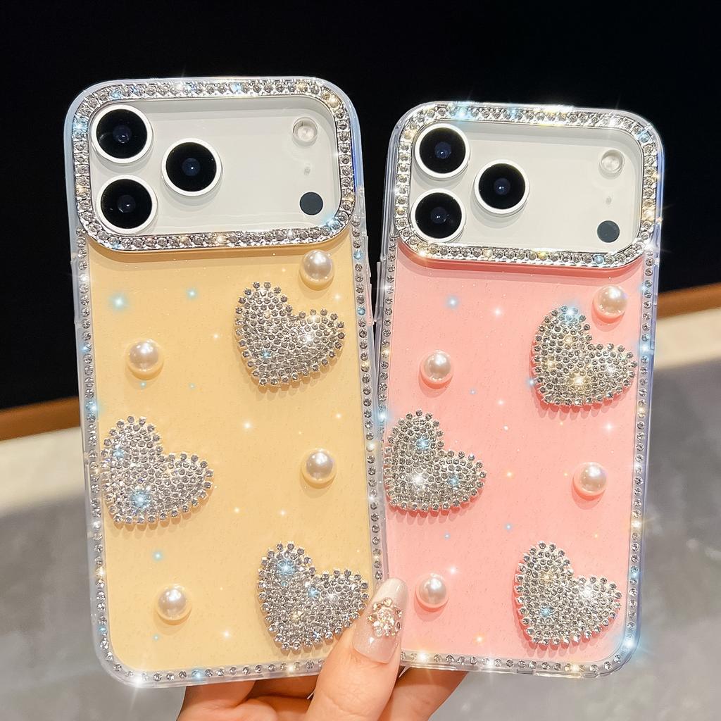 Pearl Love for Apple 17Air Phone Case Glitter Diamond IMD Star for IPhone16promax Luxurious Glitter