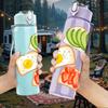 1PC Toast Egg Breakfast Print 750ml Color Plastic Sports Water Bottle Leakproof Flip Straw Lid Suitable for Sports Office Home Use