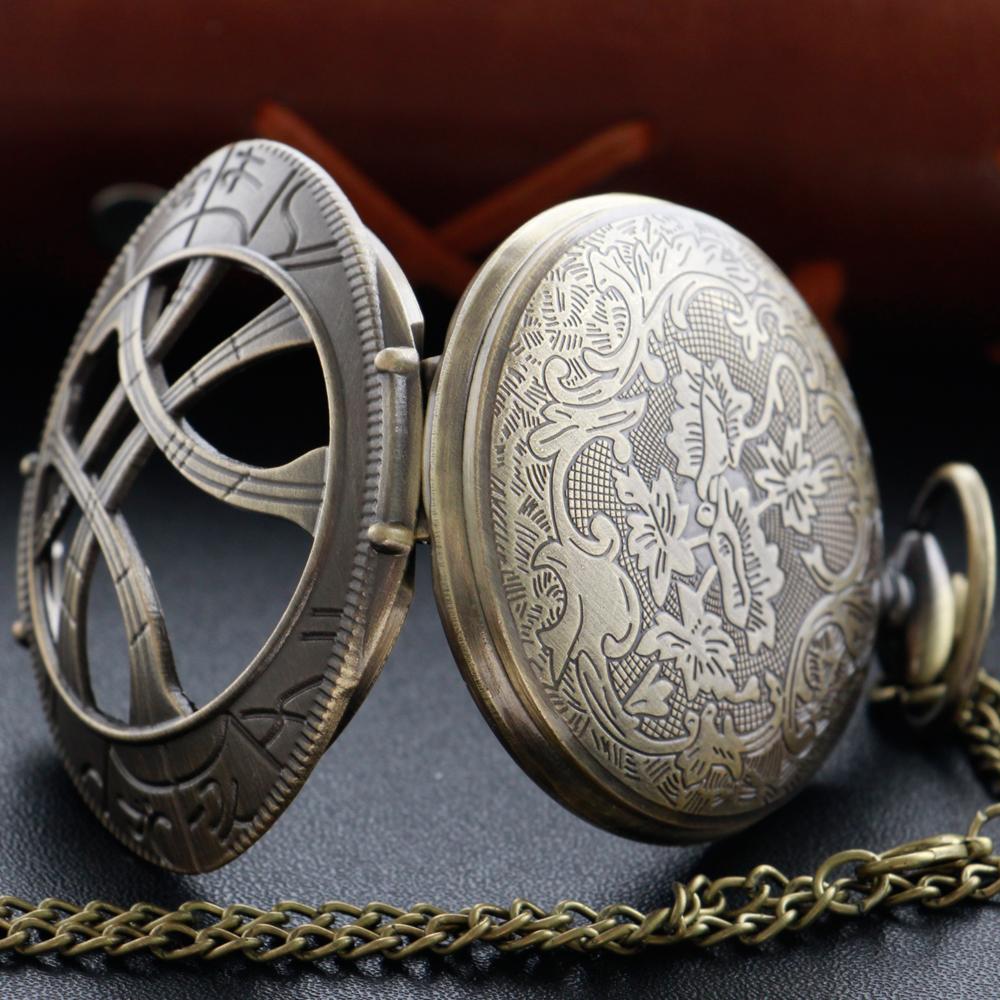 Bronze Strange Eyes Gemstone Pendant for Men and Women Quartz Pocket Watch Retro Fashion Necklace Accessories Best Student Gift