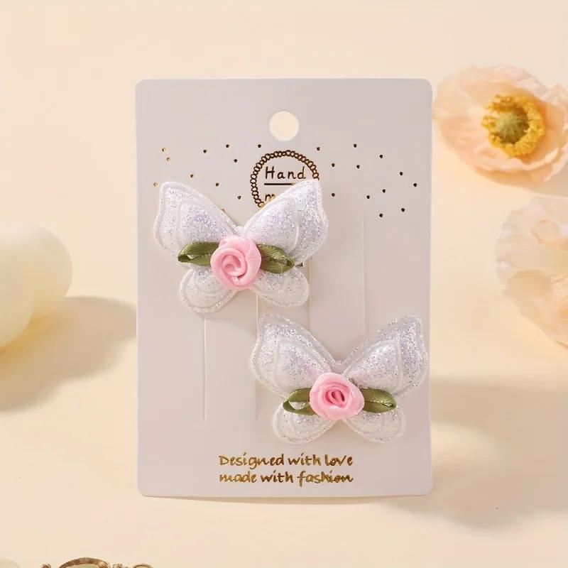 

2 шт./комплект, сладкие заколки для волос в виде цветка, свежая весна-лето, ручная работа для женщин и девочек, заколки-бабочки, головные уборы, аксессуары для волос