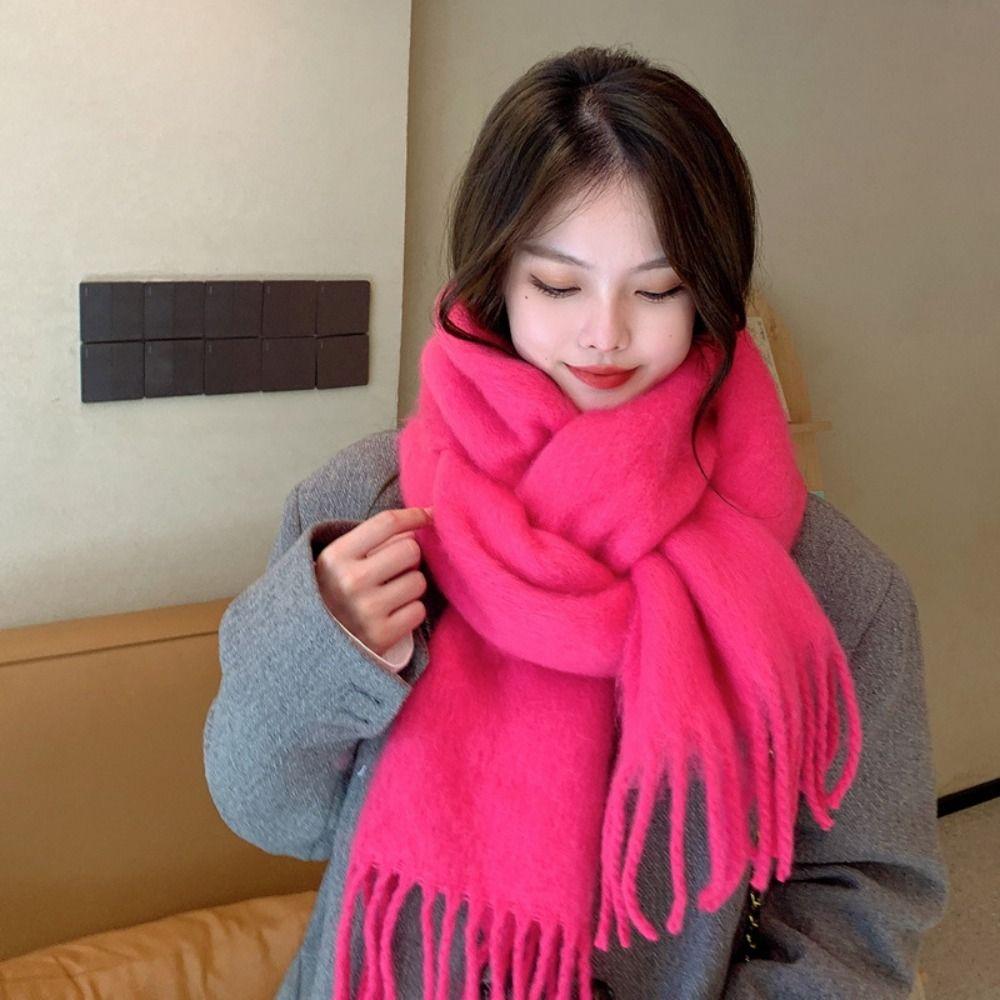 Soft Winter Cashmere Scarf Solid Color Shawl Wrap New Long Tassel Scarves Women