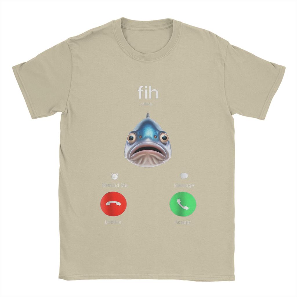 Men's T-Shirts Fih Calling Remind Me Message   Funny 100% Cotton Tees Short Sleeve  T Shirts Crewneck Clothes Birthday Gift