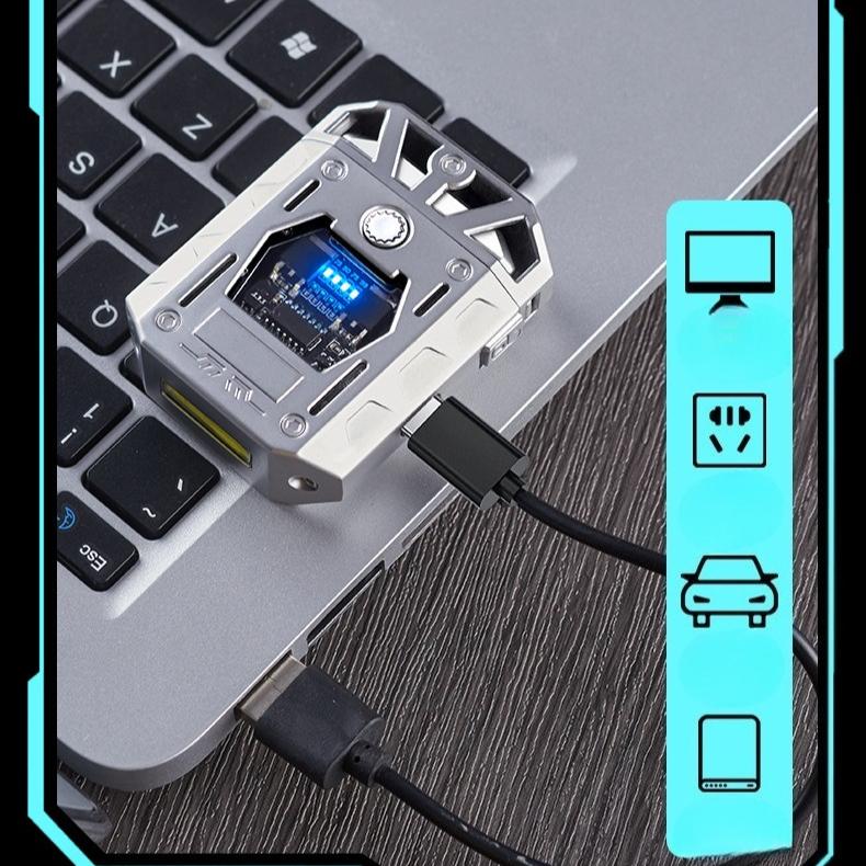 New Creative Metal Hollow Double Arc Lighter Convenient Power Display Lighting for Men Gift Cigarette Accessories