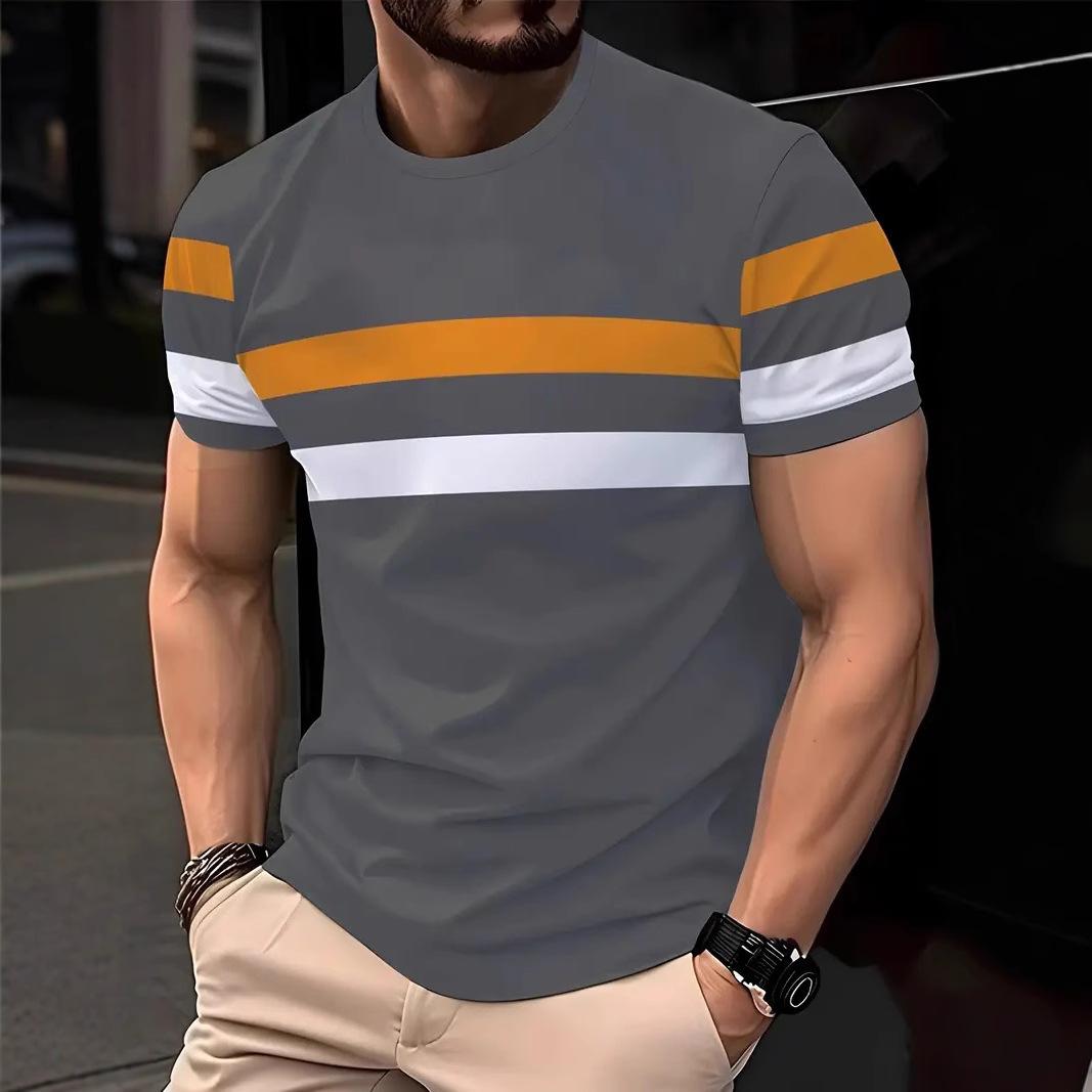 

Летняя мужская модная футболка с 3D-принтом, сшивная, с принтом, колор-блок, повседневная, облегающая, с коротким рукавом, для улицы 6XL