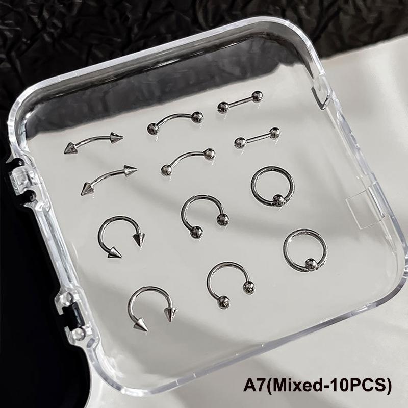 10 PCS Mixed Alloy Retro Circle Nails Art Charms 3D Punk Style Black Silver Nail Parts Nail Decoration Manicure Accessoires