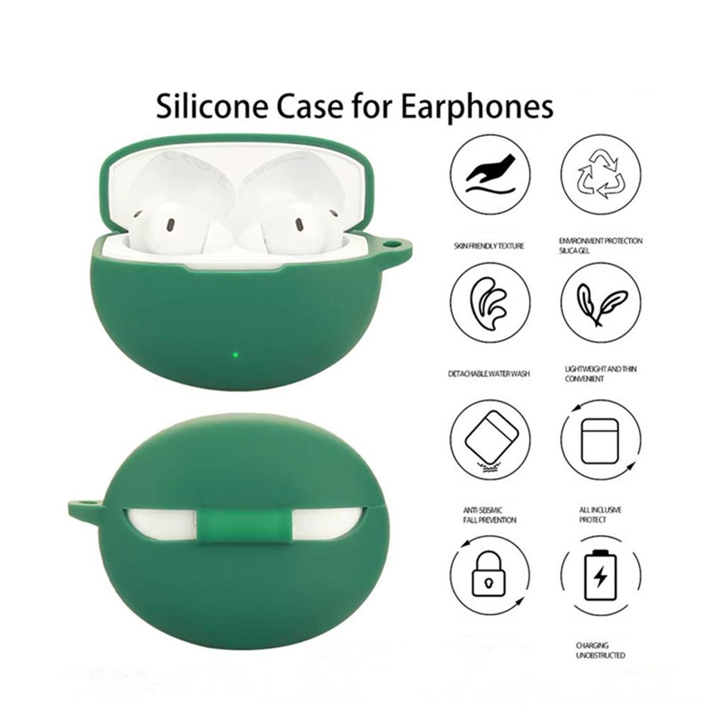 For Oppo Enco Free4 Silicone Case Wireless Earphones Protective Cover with Anti-Lost Buckle