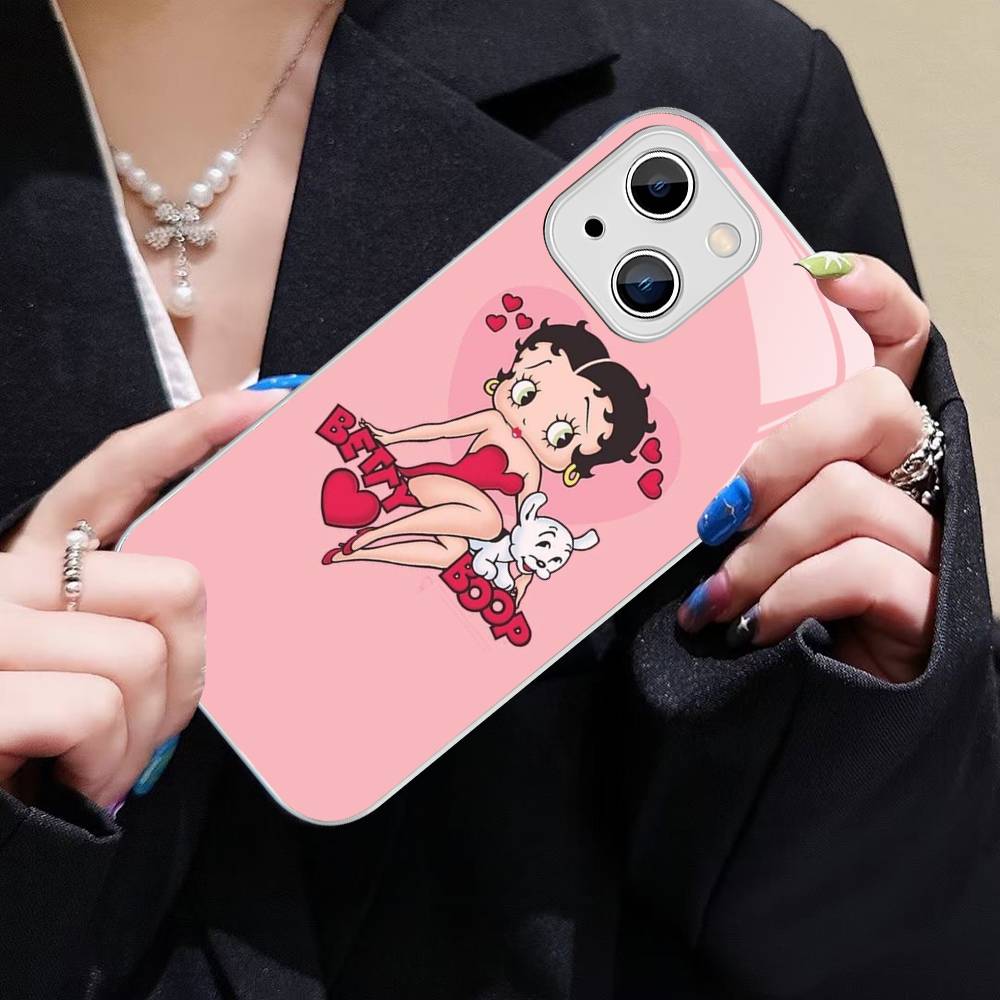 Animation B-Betty Boop Tempered Glass For Iphone 14 13 12 11 Pro Mini XS MAX 14Plus X XS XR Cover