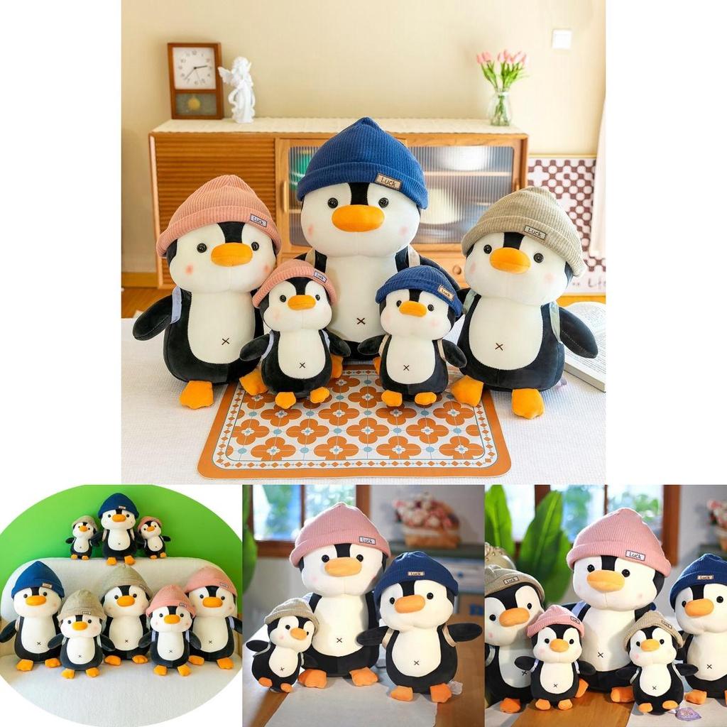 Cuddly Soft 8.7/15/18.9in Pink-blue Hat Penguin Plush Pillow Toy Kids Gift