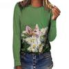 Women's Long Sleeved T-shirt Cat Case Digital 3D Printing Women's Street Sports T-shirt Top Cat T-Shirts