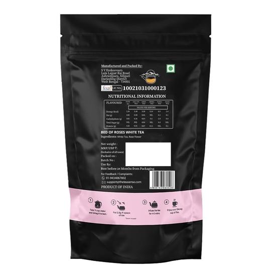 TEA SENSE Bed of Roses White Tea | 50g | Loose Leaf | Smooth Floral Peaceful | 25 Cups+