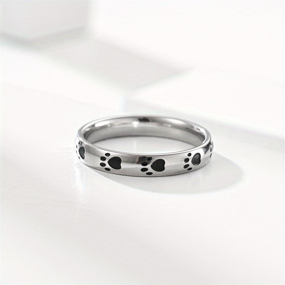 1Pc Stylish, Stylish and Cute Cat Claw Pattern Design Titanium Steel Simple Ring