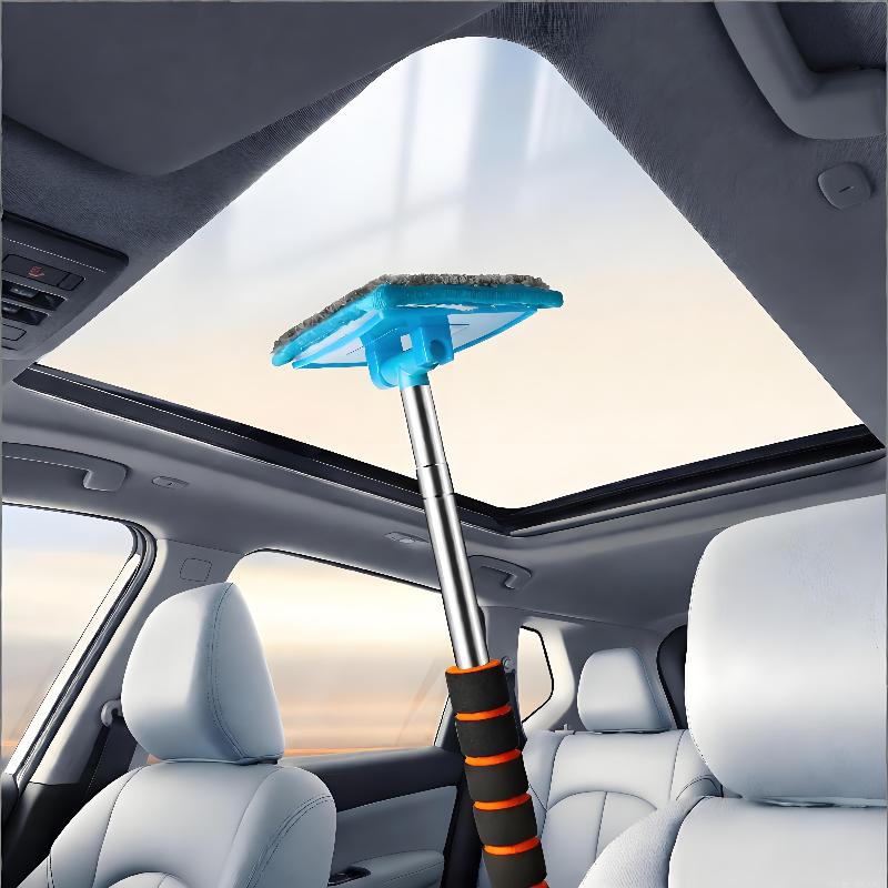 Car Windshield Glass Wiper Cleaner Telescopic 1 Set With Solid Metal Pole Auto Defogging Tool for Car Exterior Window Stain Removal