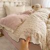 Spring/Summer Washed Cotton Lace 4-Piece Set - Retro French Princess Style for Student Dormitories