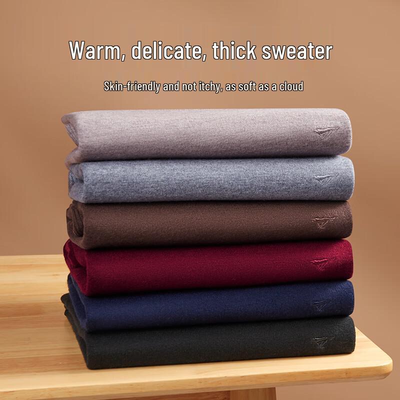 SEPTWOLVES Men's 100% Merino Wool Round Neck Sweater