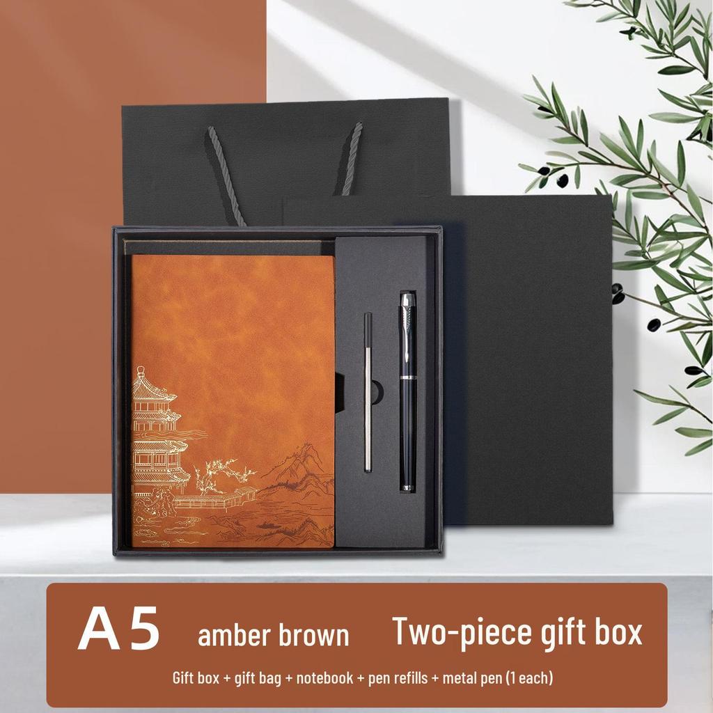 Chinese Style Soft Leather A5 Notebook - High-Quality Diary and Office Meeting Minutes Book