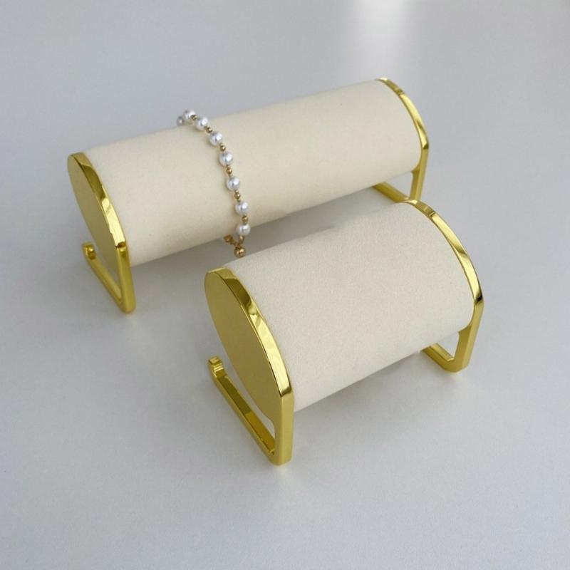 Elegant Bracelet Jewelry Display Stand Delicate Long Plush Jewelry Display for Watches and Bangles with Metal Support