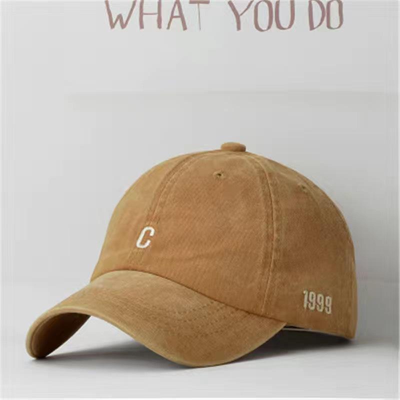 Washed Black Baseball Cap Men Women's Vintage Dad Hat with Embroidery Adjustable Casual Duck Tongue Hat