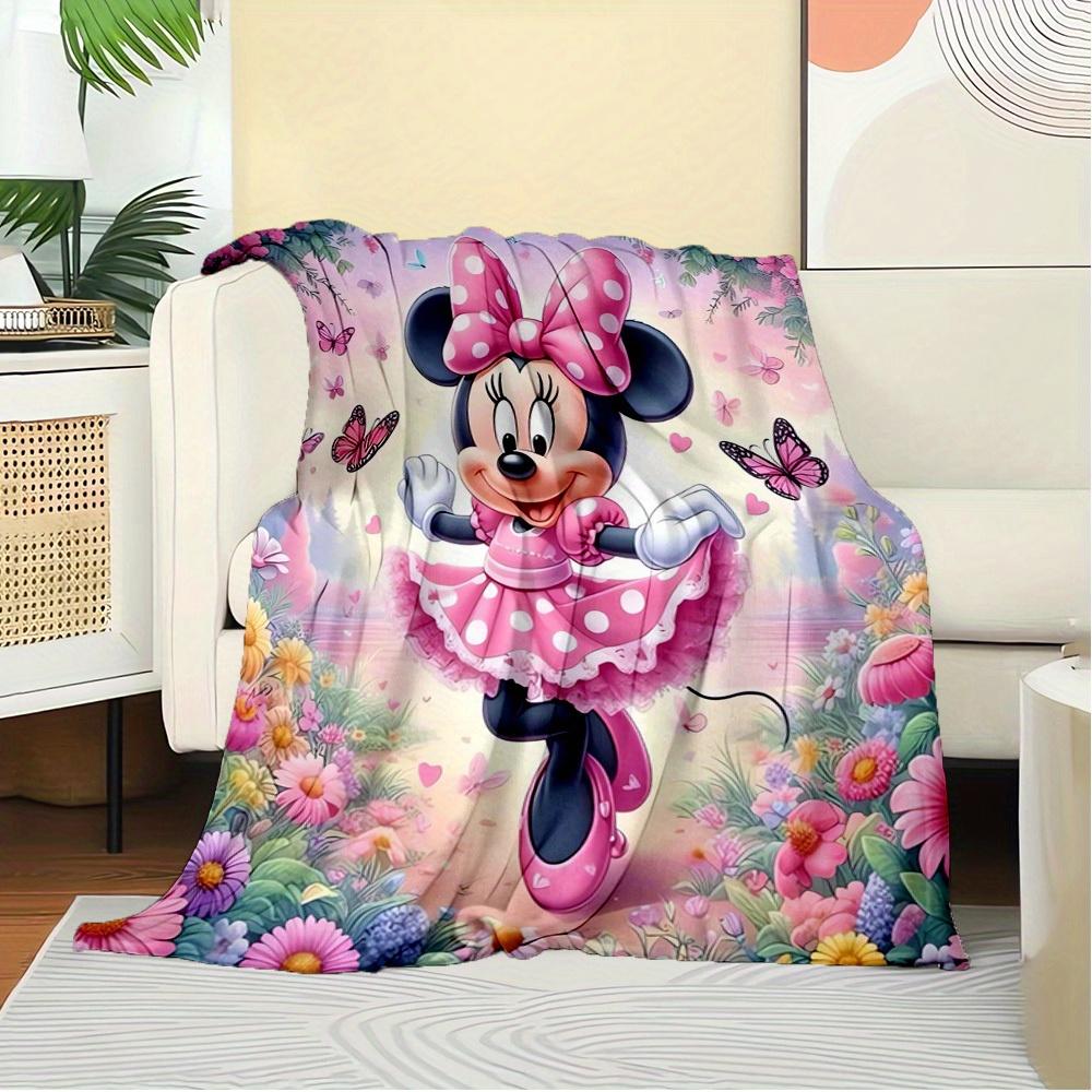 1pc Flannel Minnie Mouse Pink Polka Dot Bedding Throw Blanket Sofa Cover Gift Home Decor Lightweight Soft Warm Throw Blanket Suitable