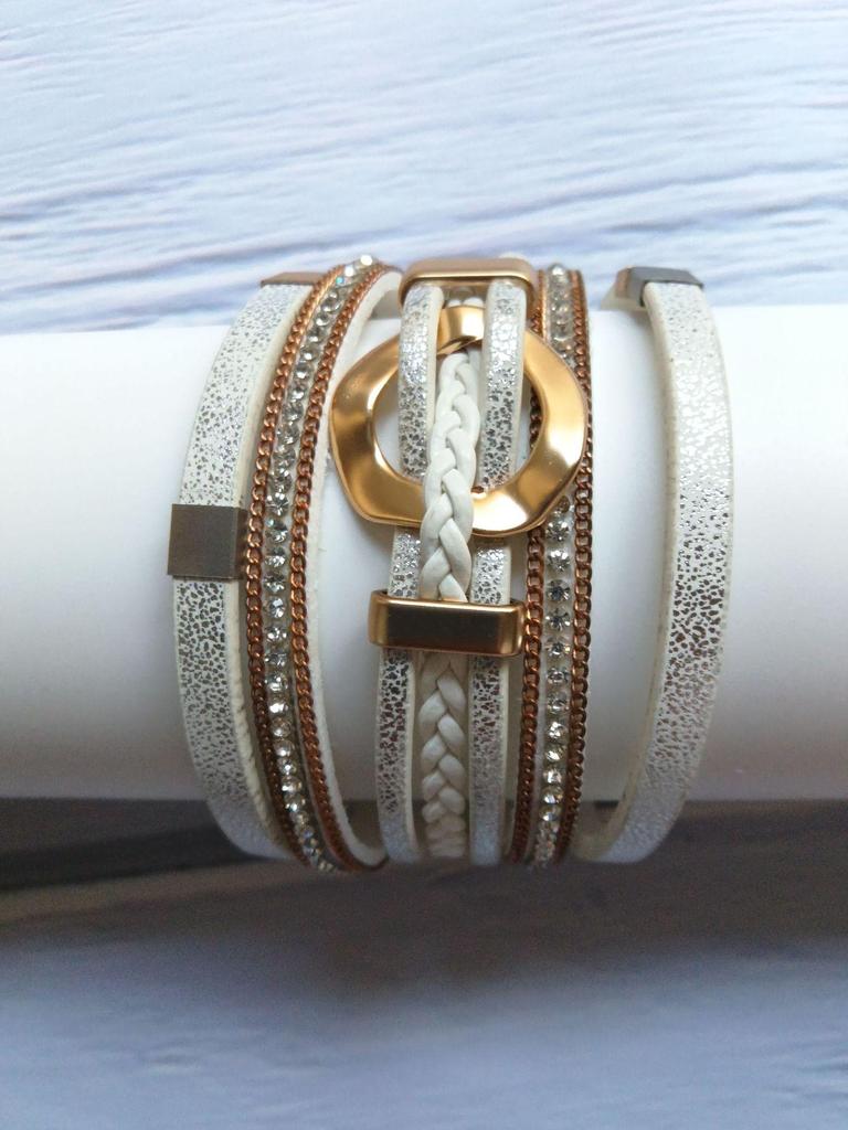 Bracciale da Donna in Ecopelle Stile Bohemien con Chiusura Magnetica