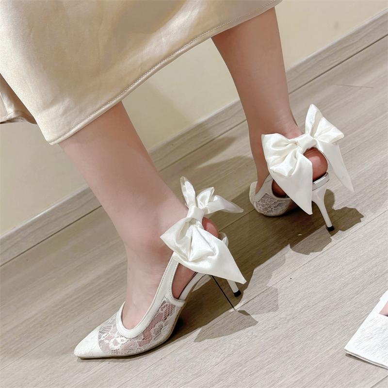 Fashion Eilyken Fashion Mesh Women Pumps Sandal Thin High Heel Pointed Toe Ladies Elegant Slingback Hollow Out Shoes Zapatos Mujer