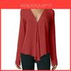 Elegant Womens Summer Casual Long Sleeve Loose Chiffon T-shirt Blouse For All Sizes