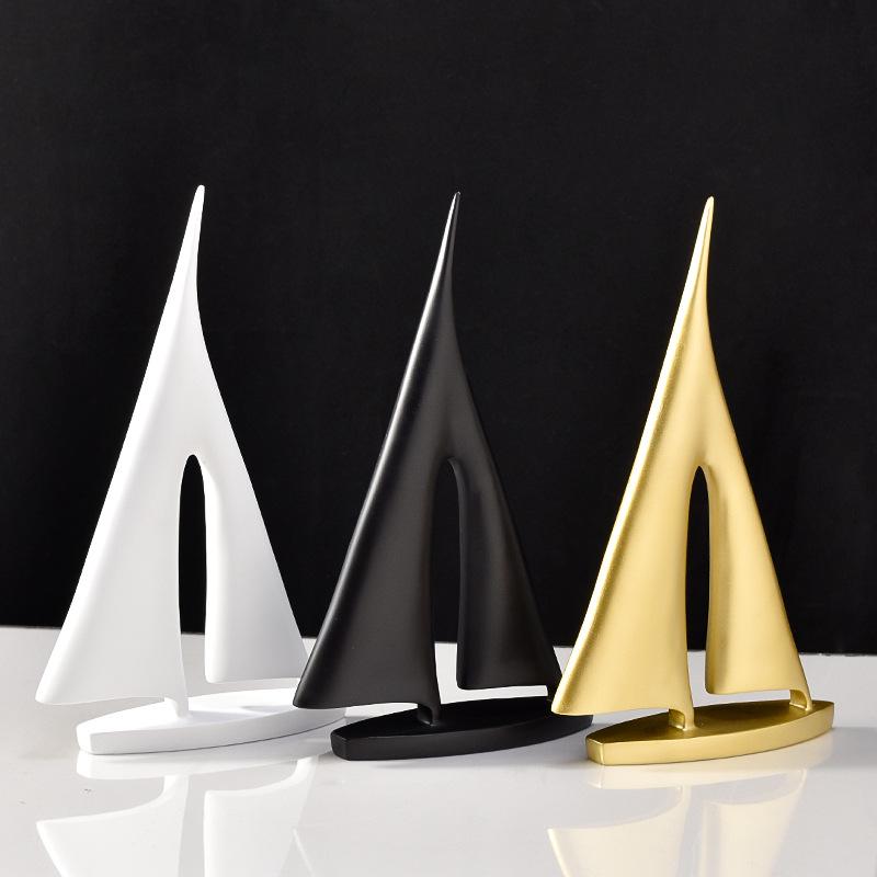 Nordic Minimalist Sailboat Resin Ornament for Home or Office Decor
