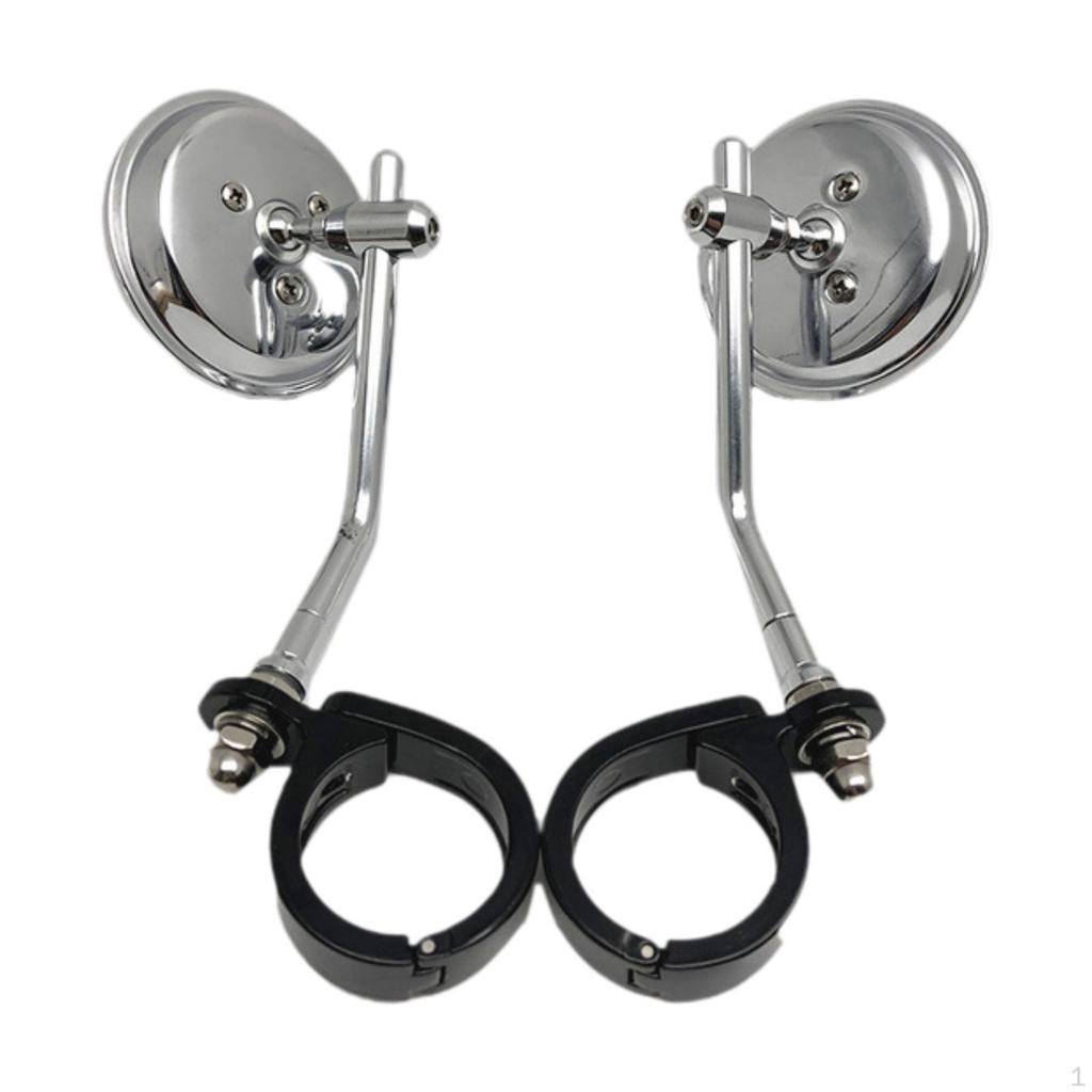 , Retro Clip on 38-41mm Fork Mount Side Mirror Motorcycle for Accessories Replacement