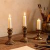 French Style Candle Holder Vintage Taper Holder, Nostalgic Resin Candlestick Decorative Soft Decoration Accessories Stand for Wedding Party
