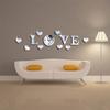Mirror Effect 3D Clock Love Heart Wall Analog Sticker DIY Home