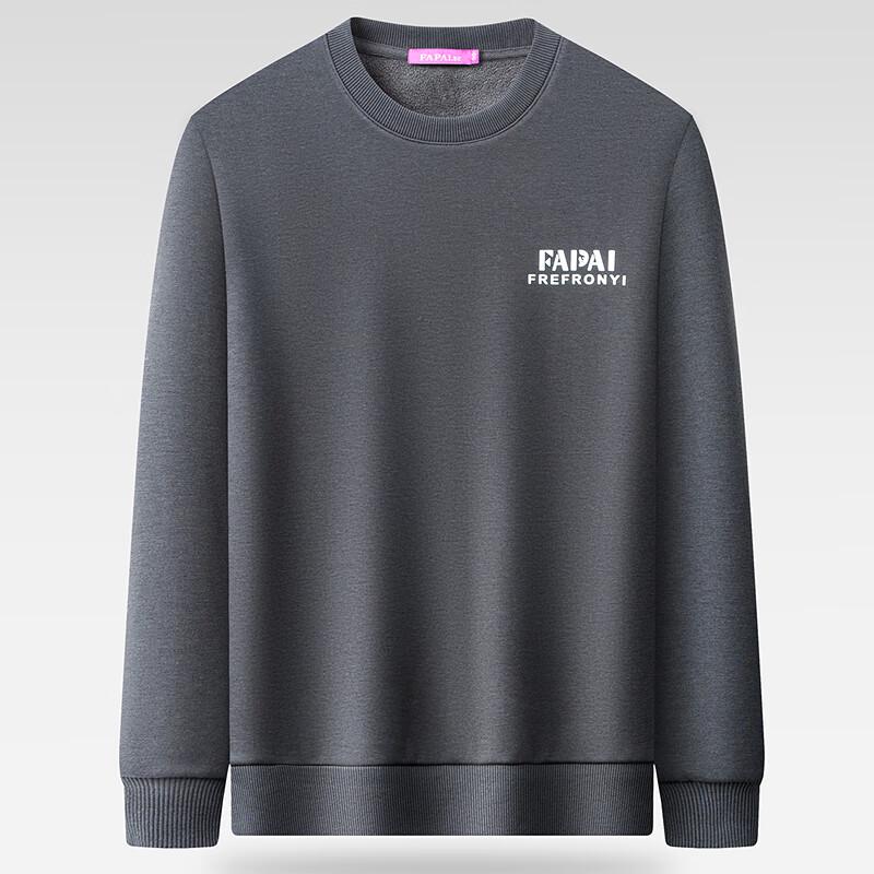 FAPAI Men s Fleece-Lined Round Neck Sweatshirt XL