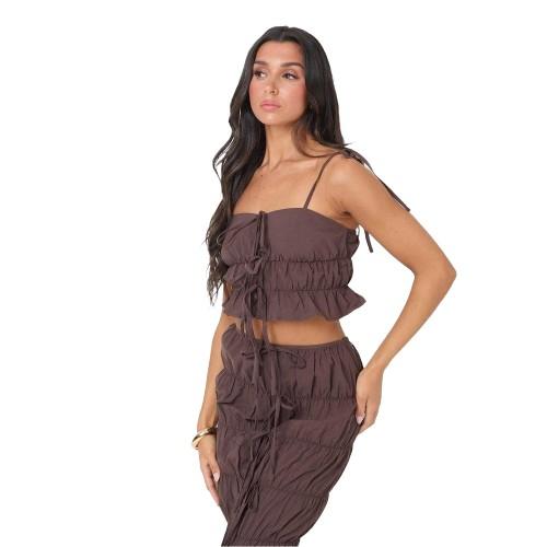 I Saw It First Womens/Ladies Ruched Crop Top