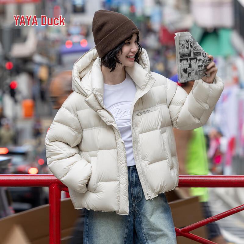 YAYA Women's Casual Hooded Short Down Jacket