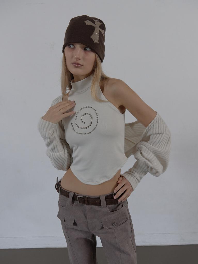 SETUP-EXE Cross Studded Beanie / Brown