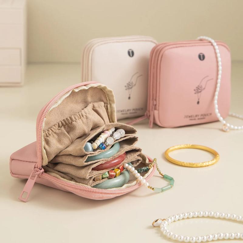 [HF]New 1Pc Portable Luxury Jewelry Bag Small Travel Organizer With Compartments Waterproof Pouch For Earrings Bracelets Rings