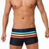 Men's Sports Split Colored Striped Boxer Shorts Swimming Beach Shorts Swimming Trunks