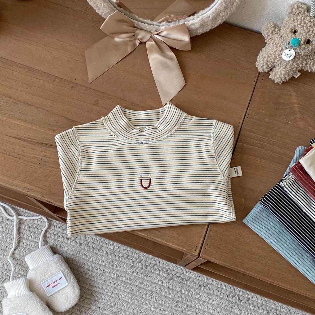 Children Warm Thermal Top Cartoon Embroidered Shirt Winter Long Sleeve Inner Wear for Kids