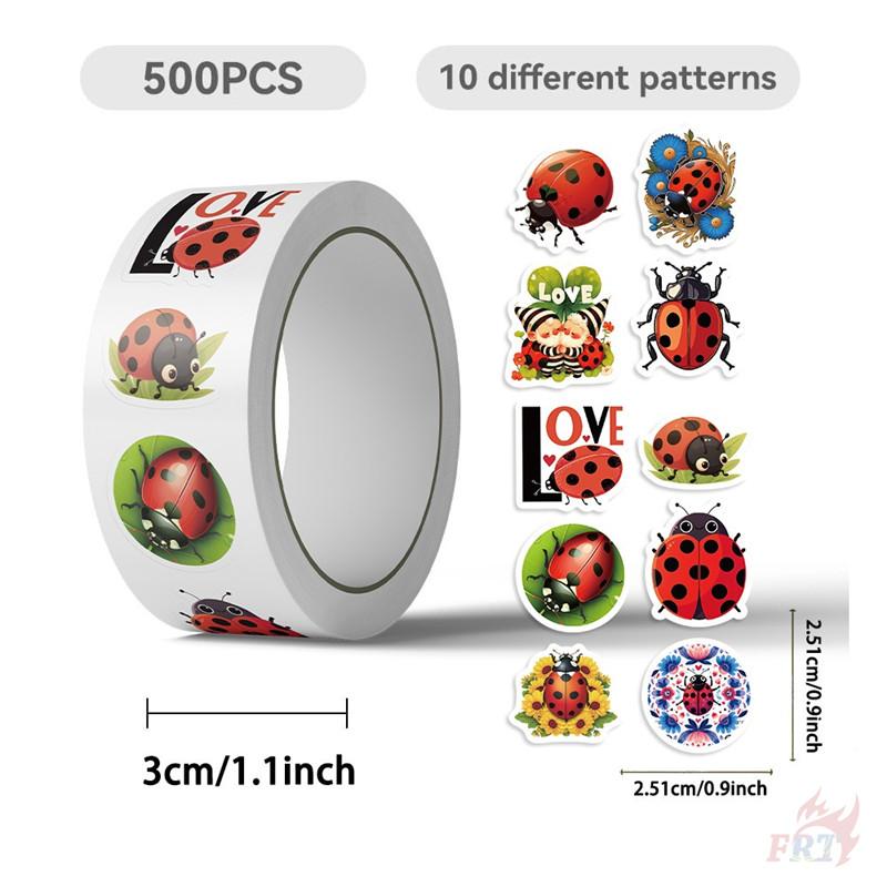 500Pcs/Roll Q Ladybugs Kids Rewards Stickers - DIY Scrapbooks Album Decor Sealing Label Decals