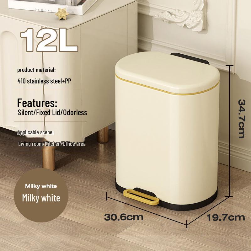 Stainless Steel Soft-Close Foot-Operated Trash Can for Kitchen, Living Room, and Bathroom