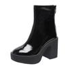 Platform Women Ankle Boots Leather Fashion High Heels Shoes  Trend Designer Classic Chunky New Pumps Goth Winter Botas Mujer