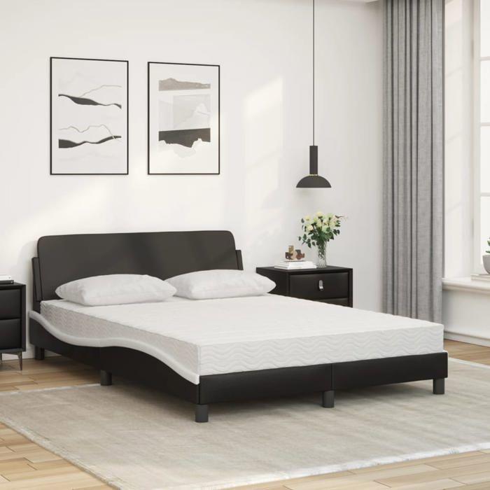 VidaXL Lit avec matelas noir et blanc 120x200 cm similicuir 3208382