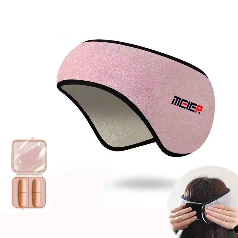 Earmuff Sleep Mask Plush Sleeping Mask Eyemuff Eye Cover for Women Warm Relax Plush Blindfold Cotton Eyes Bandage with Earplus