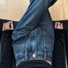 Women's Retro Blue High Waist Jeans - Straight Leg, Slim Fit, Petite, Wide Leg for Spring & Autumn