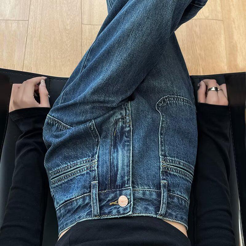 

Women s Retro Blue High Waist Jeans - Straight Leg, Slim Fit, Petite, Wide Leg for Spring & Autumn L