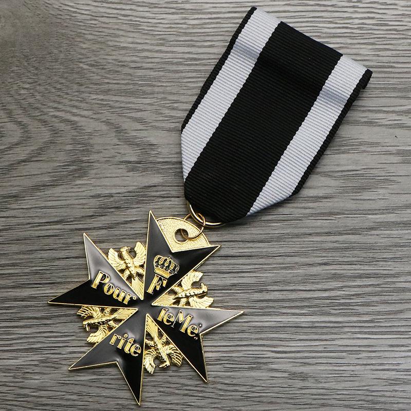 

Prussian Oak Leaf Blue Iron Maltese Cross Bravery Medal Badge