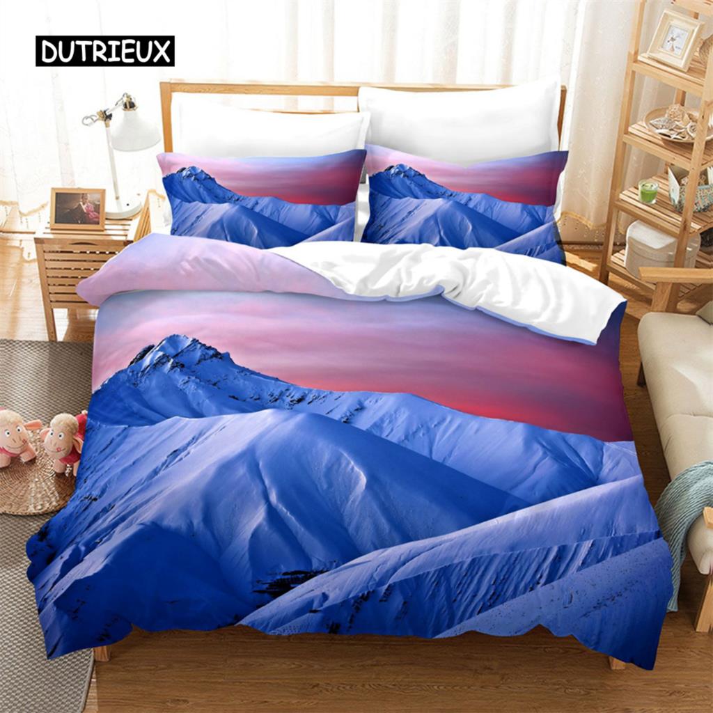 Duvet Cover Natural Scenery Landscape Snow Mountain Queen Bedding Duvet Cover Set Bedspreads with Pillowcase Bedroom Decoration