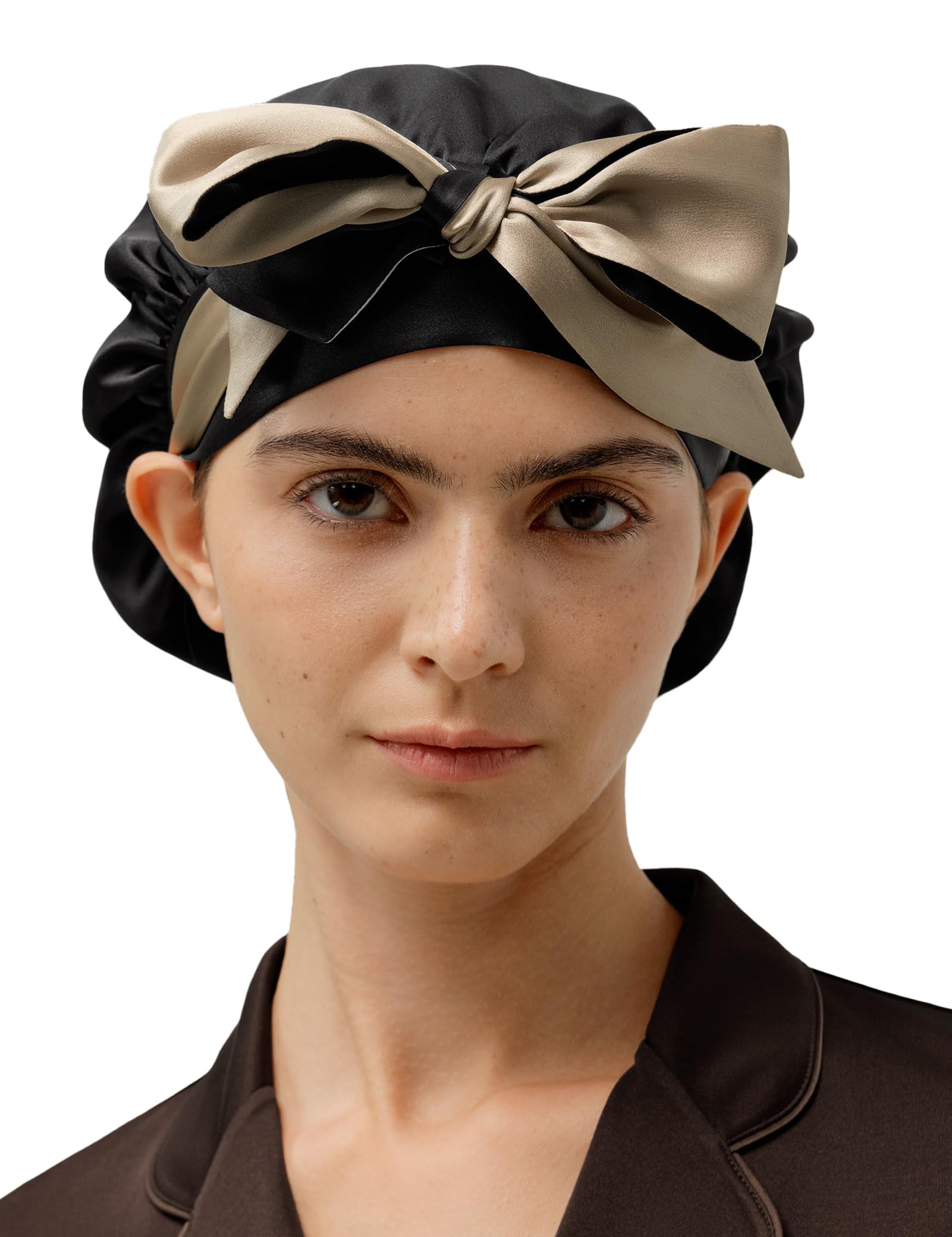 

Шелковая двойная регулировка Предотвращает секущиеся кончики и уменьшает Красивая для Дня Рождения Черный Кофе [LilySilk] 100% Ночная шапочка, Многослойная, Двусторонняя, Ленточка,