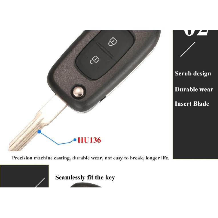 jingyuqin 2Button 433MHz PCF7961M 4A Chip Flip Remote Key for Renault Dacia Logan 2 II 2018 2019 2020 FSK Car Key Fob Control